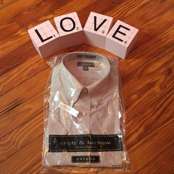 Croft & Barrow Short Sleeve Tan Dress Shirt 16 1/2 - Picture 5 of 8